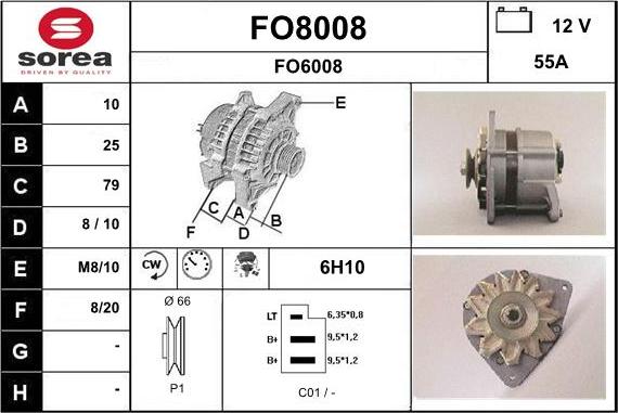 SNRA FO8008 - Alternator autospares.lv