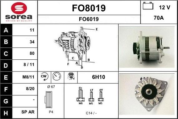 SNRA FO8019 - Alternator autospares.lv