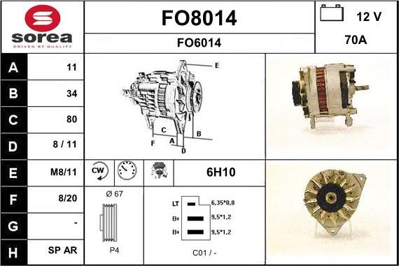 SNRA FO8014 - Alternator autospares.lv