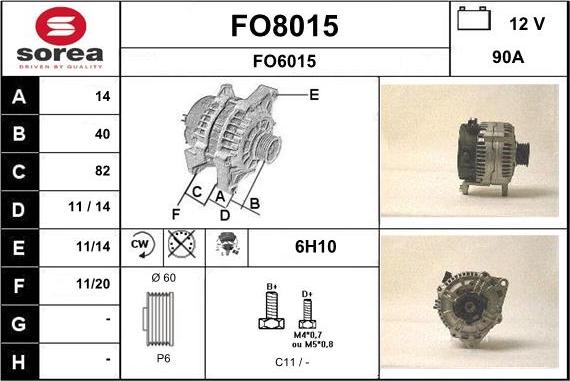 SNRA FO8015 - Alternator autospares.lv