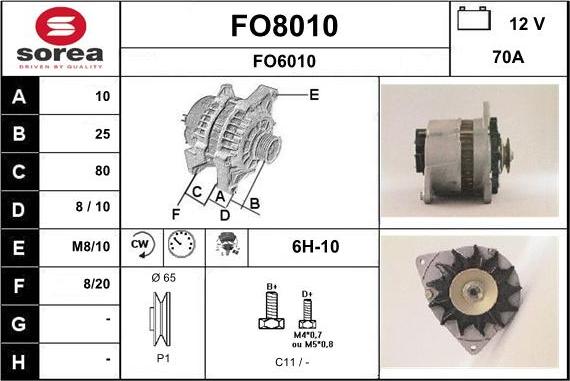 SNRA FO8010 - Alternator autospares.lv
