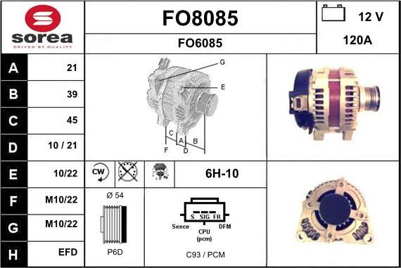 SNRA FO8085 - Alternator autospares.lv