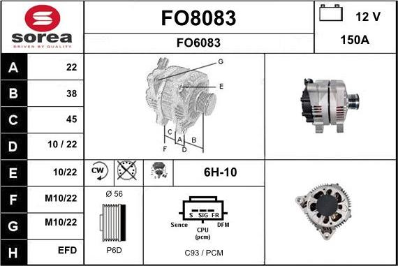 SNRA FO8083 - Alternator autospares.lv