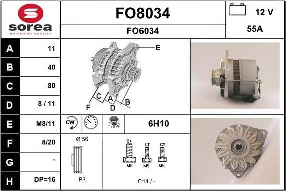 SNRA FO8034 - Alternator autospares.lv