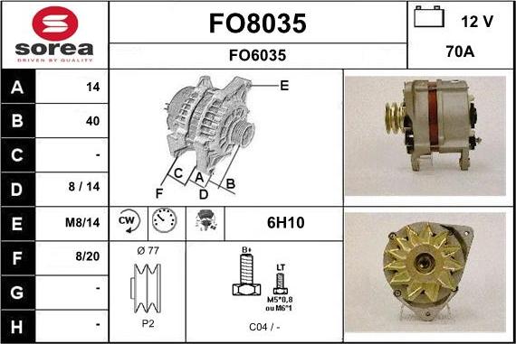 SNRA FO8035 - Alternator autospares.lv