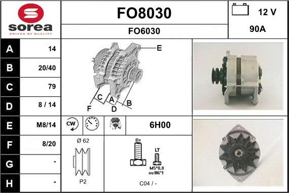 SNRA FO8030 - Alternator autospares.lv