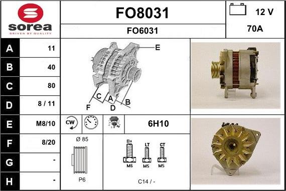 SNRA FO8031 - Alternator autospares.lv