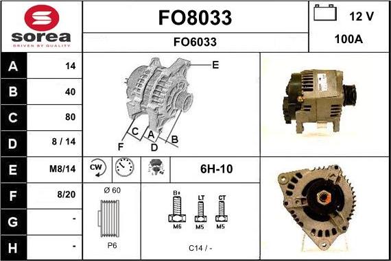 SNRA FO8033 - Alternator autospares.lv