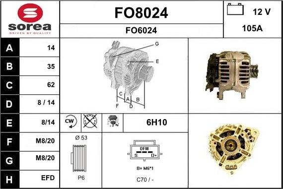 SNRA FO8024 - Alternator autospares.lv