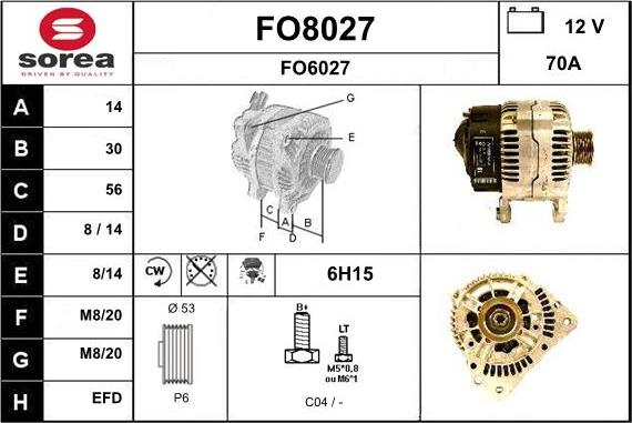 SNRA FO8027 - Alternator autospares.lv