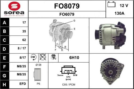 SNRA FO8079 - Alternator autospares.lv