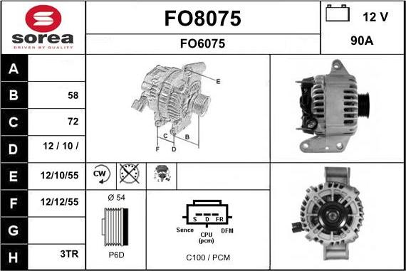 SNRA FO8075 - Alternator autospares.lv