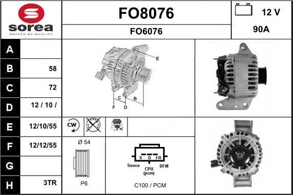SNRA FO8076 - Alternator autospares.lv