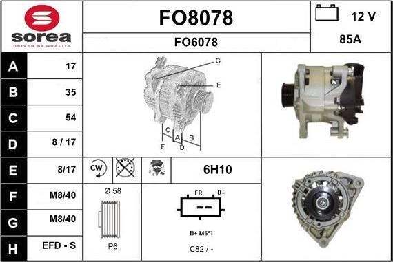 SNRA FO8078 - Alternator autospares.lv