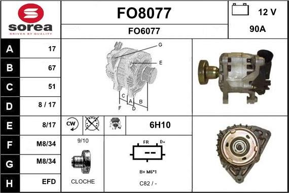 SNRA FO8077 - Alternator autospares.lv