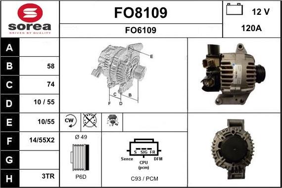 SNRA FO8109 - Alternator autospares.lv