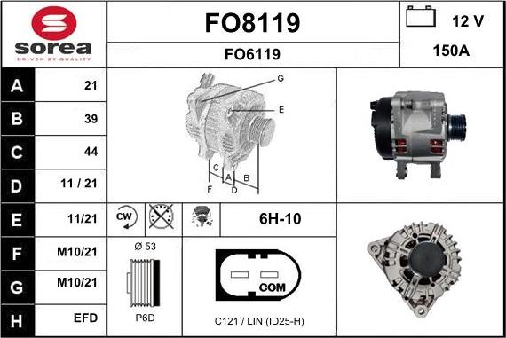 SNRA FO8119 - Alternator autospares.lv