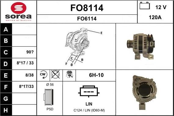 SNRA FO8114 - Alternator autospares.lv