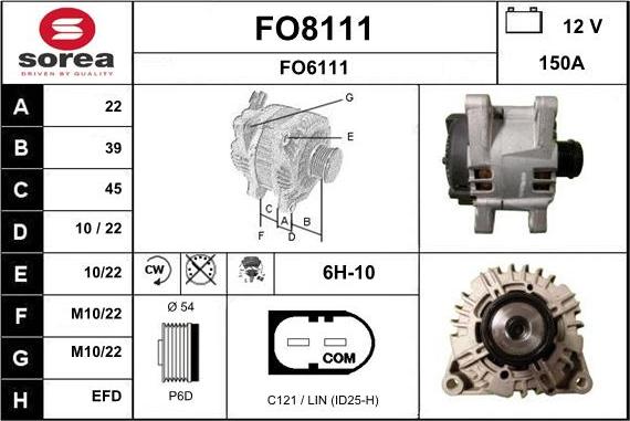 SNRA FO8111 - Alternator autospares.lv