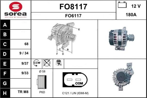 SNRA FO8117 - Alternator autospares.lv