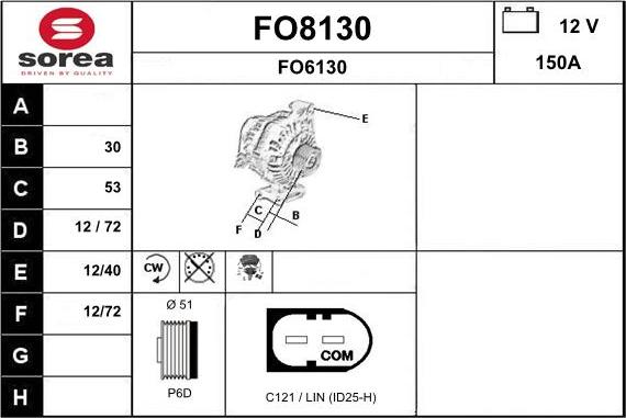 SNRA FO8130 - Alternator autospares.lv