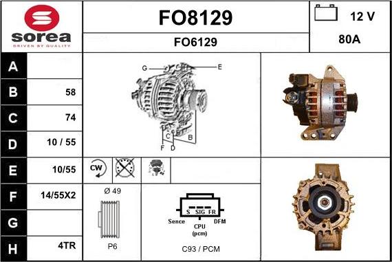 SNRA FO8129 - Alternator autospares.lv