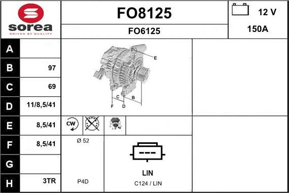 SNRA FO8125 - Alternator autospares.lv