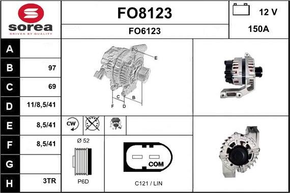 SNRA FO8123 - Alternator autospares.lv