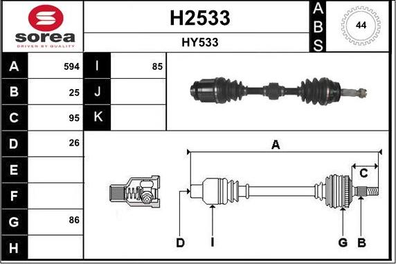 SNRA H2533 - Drive Shaft autospares.lv