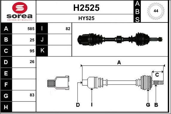 SNRA H2525 - Drive Shaft autospares.lv