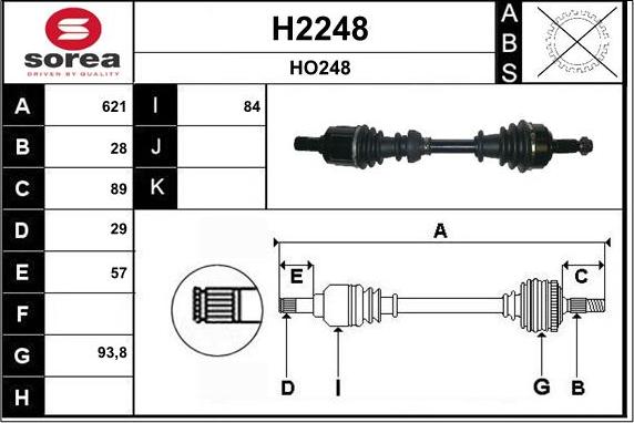 SNRA H2248 - Drive Shaft autospares.lv