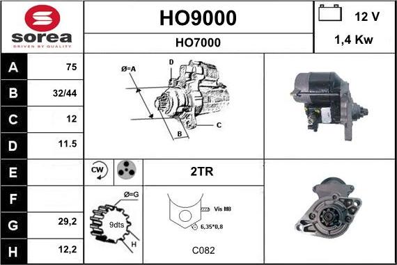 SNRA HO9000 - Starter autospares.lv