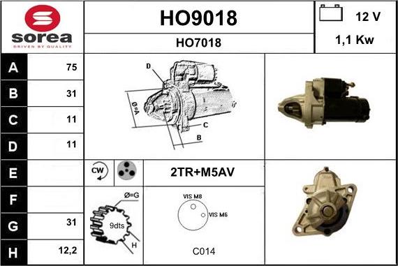 SNRA HO9018 - Starter autospares.lv