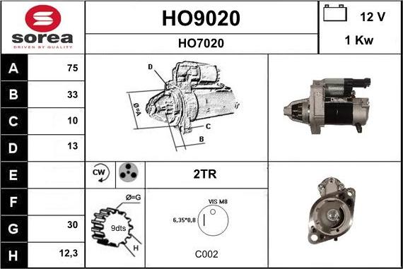 SNRA HO9020 - Starter autospares.lv