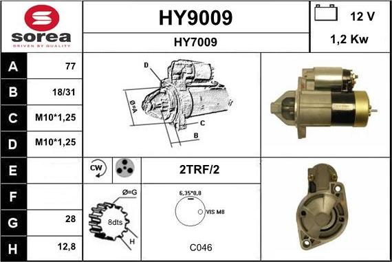 SNRA HY9009 - Starter autospares.lv