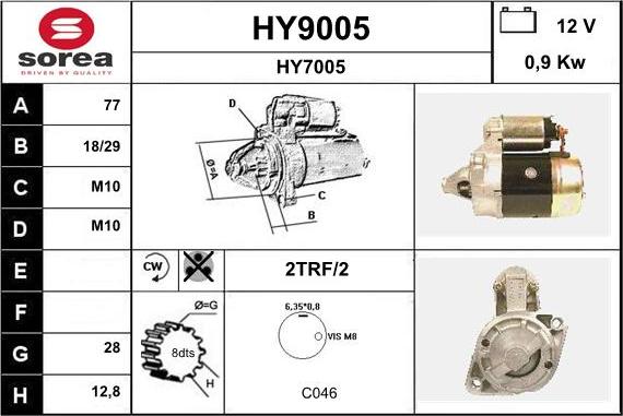 SNRA HY9005 - Starter autospares.lv