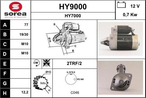 SNRA HY9000 - Starter autospares.lv