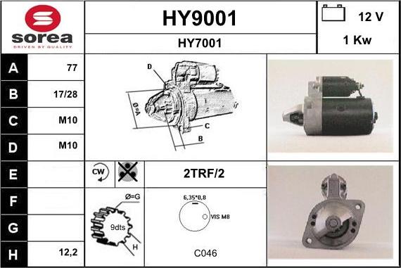 SNRA HY9001 - Starter autospares.lv