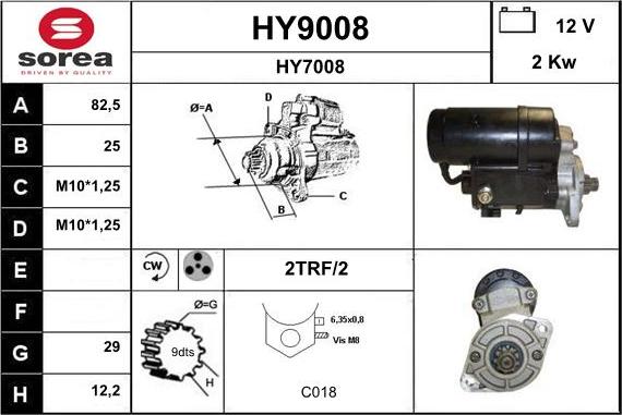 SNRA HY9008 - Starter autospares.lv