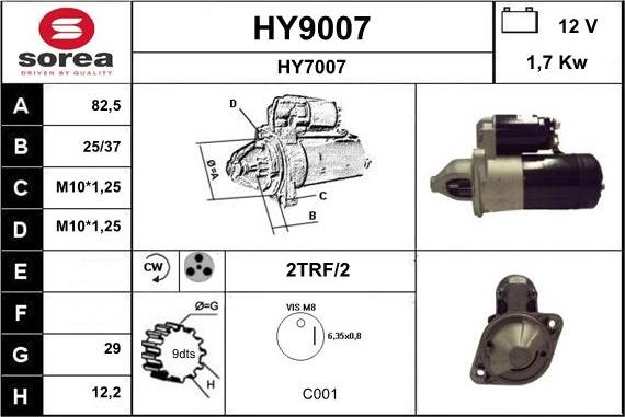 SNRA HY9007 - Starter autospares.lv