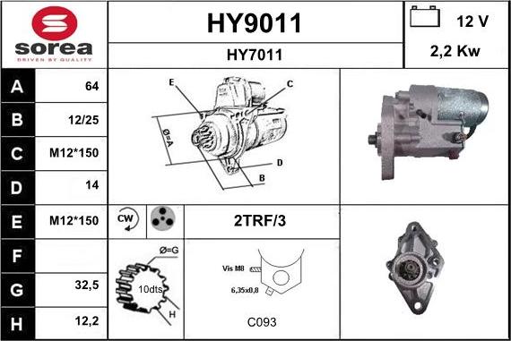 SNRA HY9011 - Starter autospares.lv