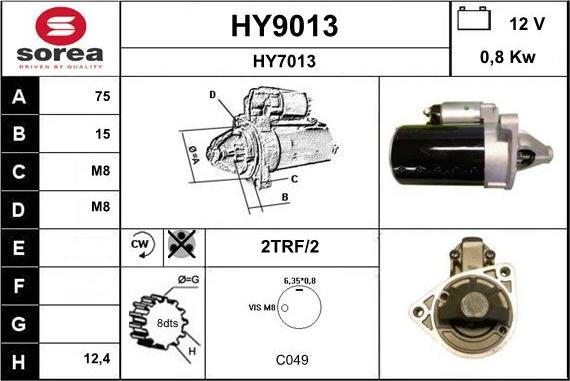 SNRA HY9013 - Starter autospares.lv