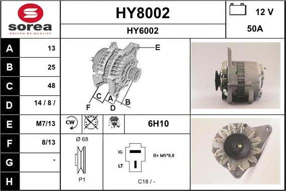 SNRA HY8002 - Alternator autospares.lv