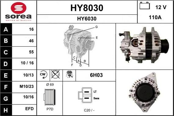 SNRA HY8030 - Alternator autospares.lv