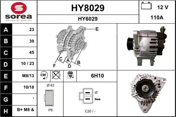 SNRA HY8029 - Alternator autospares.lv