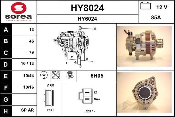 SNRA HY8024 - Alternator autospares.lv