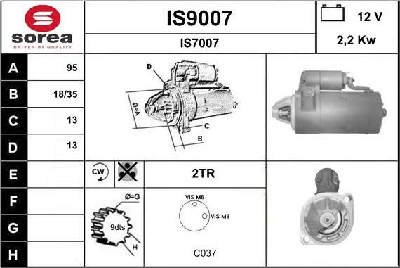 SNRA IS9007 - Starter autospares.lv