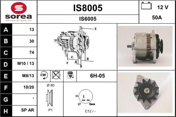 SNRA IS8005 - Alternator autospares.lv