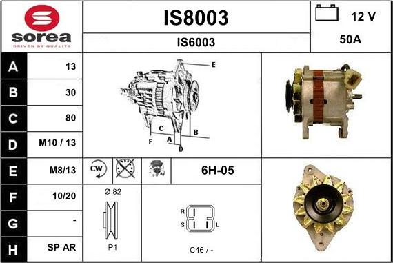 SNRA IS8003 - Alternator autospares.lv