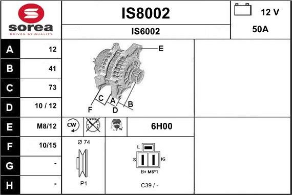 SNRA IS8002 - Alternator autospares.lv